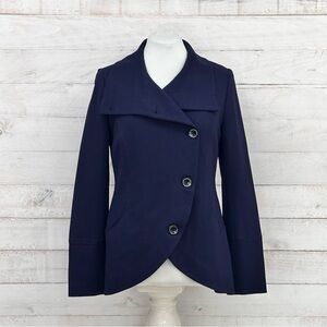 White House Black Market Fitted Knit Blazer • Navy Blue • Sz 8 • EUC